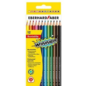 Eberhard Faber 511412 - Winner kleurpotloden, 12 kleuren, in kartonnen doosje, om te schilderen, illustreren en tekenen