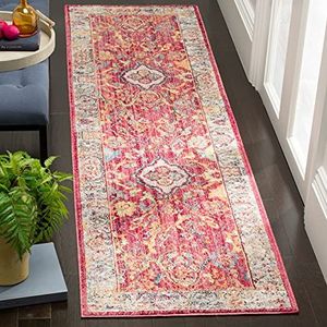 Safavieh Elegant tapijt, BTL361 Transctioneel. 62 x 240 cm Roze/lichtgrijs.