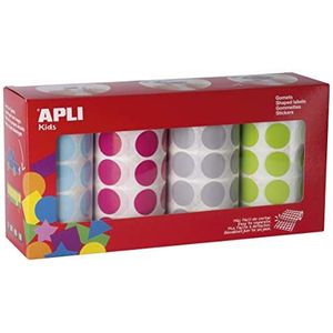 Apli Kids Ronde gekleurde stickers, 4 rollen 20 mm