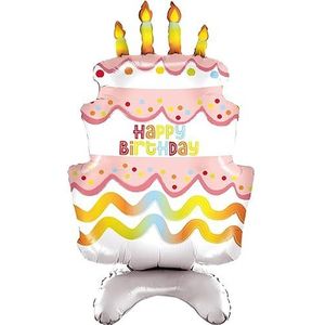 Birthday Cake Foil Balloon W/Pedestal 97 cm in H, in PBH.