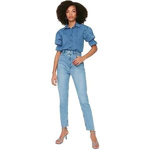 Trendyol Vrouwen Normale taille Skinny fit Mom Jeans, Blauw, 58