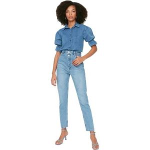 Trendyol Vrouwen Normale taille Skinny fit Mom Jeans, Blauw, 58