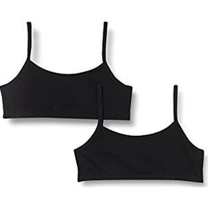 Schiesser Bustier voor kinderen, set van 2 spaghettibandjes, 95/5 biologisch katoen, zwart, 164 cm