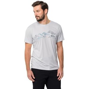 Jack Wolfskin Heren Peak Graphic T M T-shirt met korte mouwen, White Cloud, S, Witte wolk, S