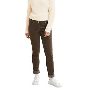TOM TAILOR Dames Alexa Slim fluwelen broek 1034190, 18123 - Tarmac Khaki, 32W / 32L