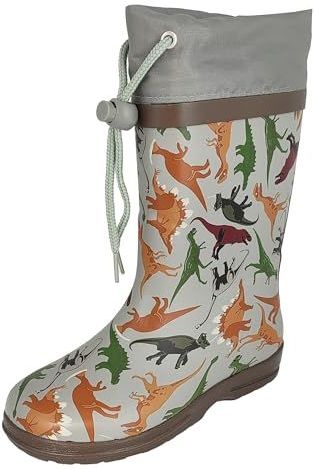BECK - Dinoland - Regenlaarzen - Cognac - Grijs - Groen - Oranje