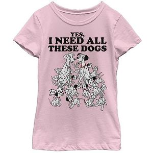 Disney 101 Dalmations All These Dogs Girl's Solid Crew Tee, Lichtroze, XS, Rosa, XS