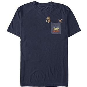Pixar Unisex Toy Story-Slinky Dog Faux Pocket Organic Short Sleeve T-Shirt, Navy Blue, L, donkerblauw, L