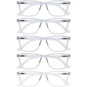 OPULIZE NYX Blauwlichtfilterbril Dames/Heren - niet-verblindend UV400, veerscharnier, tegen vermoeidheid - 5 Stuks - Rechthoekig montuur - Transparant, 5 Stuks - Transparant