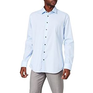 Seidensticker Businesshemd voor heren, extra slim fit, strijkvrij, Kent-kraag, lange mouwen, patchwork, 100% katoen, lichtblauw, 39