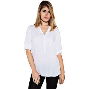 ESPRIT Dames Loose Fit blouse 054EE1F003 in zijdelook, wit (white 100), 42 NL