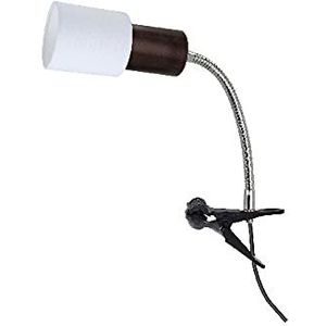 Homemania Bureaulamp Ren – bureau, nachtkastje – donker hout, wit, hout, stof, metaal, kunststof, 26 x 10 x 10 cm