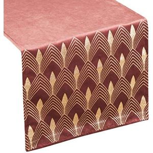 Eurofirany tafelkleed, tafelloper, fluweel, geometrisch patroon, tafeldecoratie, tafelkleed, tafelkleed, fluweel, elegant, 1 stuks, bordeaux, 40 x 140 cm