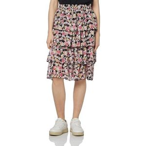 NAEMI Dames midirok 19227143-NA01, zwart meerkleurig, S, Zwart meerkleurig., S