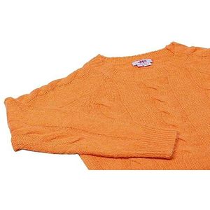 myMo Casual gebreide trui voor dames, kort gesneden met vlechtpatroon, gerecycled polyester, oranje, maat XS/S, oranje, XS