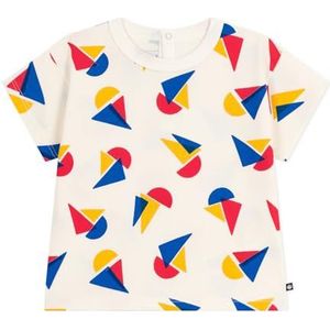 Petit Bateau Baby T-shirt van katoen met korte mouwen, bootprint, Milk/Multico, 18 Maanden