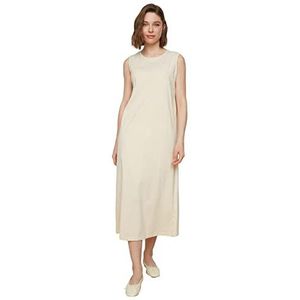 Trendyol Dames beige mouwloze jurk voering tuniek shirt, extra large