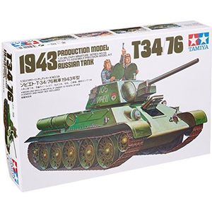TAMIYA 35059 1:35 Russische KPz T-34/76 1942/43 (3), modelbouwset, plastic bouwpakket, bouwpakket voor montage, gedetailleerde reproductie, groen, medium