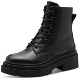 Tamaris - Essentials Lace Boot Flat - Enkellaarsje - Zwart - Plateau 6 cm