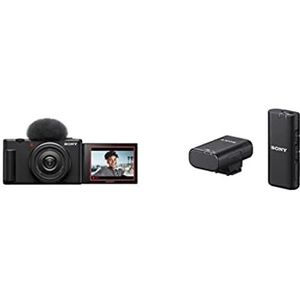 Sony vlogcamera ZV-1F | Digitale camera (kantelbaar scherm, 4K video, slow motion, vlogfuncties) — Zwart & Sony ECM-W2BT draadloze microfoon met Bluetooth®-connectiviteit