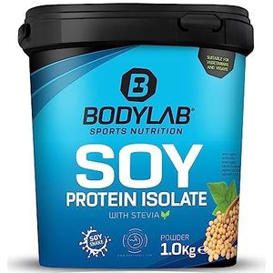 Bodylab24 Soja-eiwitisolaat Vanille 1kg, puur plantaardig soja-eiwitisolaat voor je spieropbouw, tot 90% eiwit, uitgebreid aminozuurprofiel, laag vet- en koolhydraatgehalte