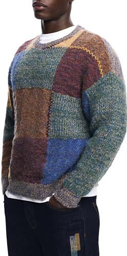 Gebreide Trui - Multicolor - Dikke Patchwork - Lange Mouwen