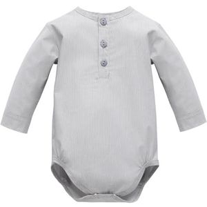Pinokio Bodysuit Polo Long Sleeve Charlie, 97% katoen 3% elastaan, Unisex 50-68 (92), Grey Charlie, 92 cm
