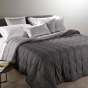 Caleffi 55159 microvezel verwarmingsdeken overgangsperiode voor Frans bed en bed, antraciet