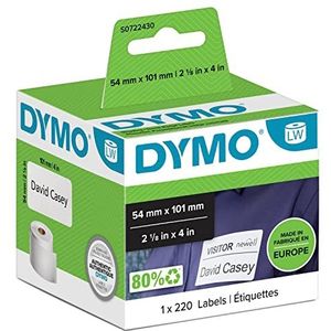 DYMO LW verzendetiketten/naamlabels zelfklevend (groot, 54 mm x 101 mm, rol met 220 gemakkelijk verwijderbare etiketten, voor LabelWriter-etiketteerapparaten, authentiek product)