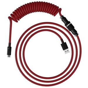 HyperX Opgerolde kabel - duurzame opgerolde kabel, stijlvol ontwerp, 5-pins aviatorconnector, USB-C naar USB-A - rood/zwart