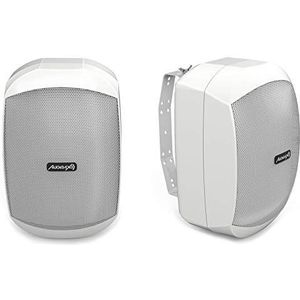 Audibax Ovo 4 White - HiFi passieve luidspreker - luidspreker IP65 - paar luidsprekers met 20 W continue luidsprekers, 100 V online vermogen, wandhouder inbegrepen, luidspreker met 10,2 cm (4 inch) woofer