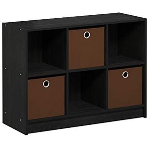 Furinno Basic boekenkast met 6 vakken en 3 laden, hout, Americano/middenbruin, 30,23 x 80,26 x 59,94 cm
