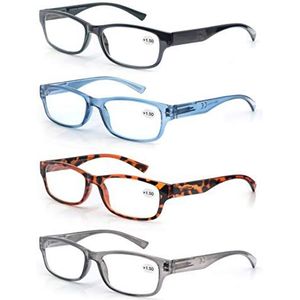 4 stuks leesbril 4.0 heren/dames, goede bril, hoogwaardig, rechthoekig, comfortabel, super leeshulp, voor mannen en vrouwen