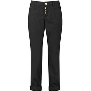 Taifun Dames Chino TS katoenen broek vrije tijd verkort chino effen kleur 7/8 lengte, zwart, 34 NL Kort