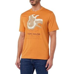 TOM TAILOR T-shirt voor heren, 32243 - Tomato Cream Oranje, XL