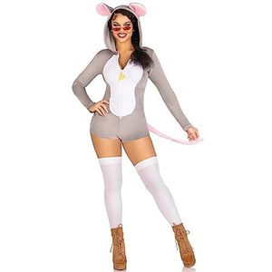 Leg Avenue Comfy Mouse, features ultra-soft velvet plush zip up romper with cheese zipper pull, tail, and ear hood