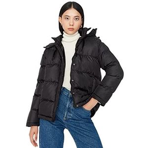 Trendyol Dames capuchon effen oversized winterjas jas, zwart, M, Zwart, M