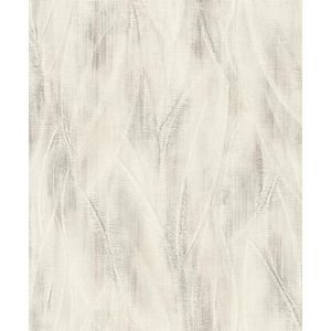 Rasch Behang 486254 - Vliesbehang met abstract motief met grote bladeren in grijs uit de collectie Country Charme