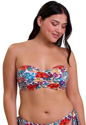 SANS COMPLEXE - Curaçao - Bandeau Bikini-BH - Wit - Tropische Multicolor Print