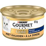 Gourmet Gold Mousse Kattenvoer, Natvoer met Kalkoen - 24x85g - (24 blikjes; 2,04kg)