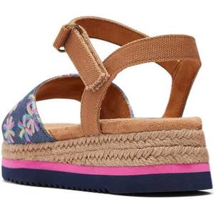 TOMS Diana Wedge Sandaal, Navy Geborduurd Bloemen/Canvas, 1 UK, Navy geborduurd bloemen canvas, 34 EU