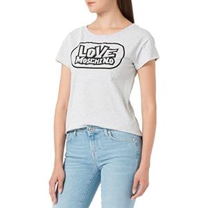 Love Moschino Dames Boxy Fit Korte Mouwen met Skate Print T-shirt, Melange Light Grijs, 42