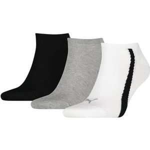 PUMA Unisex lifestyle sneakersokken, wit/grijs/zwart, 42 EU