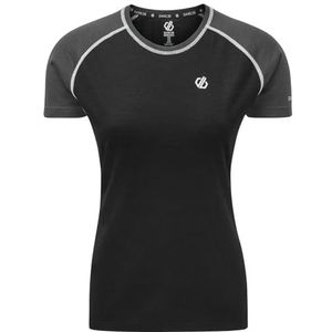 Dare2b vrouwen DWT494 06N10L Fixate' actieve korte mouw T-shirts/Polos/Vests, zwart/ebben grijs, maat 10