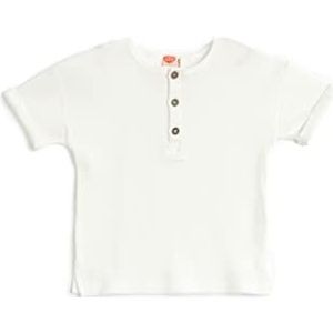 Koton Babyboys Button Detail Short Sleeve Crew Neck Ribbed Cotton T-Shirt, ecru (010), 6-9 Maanden