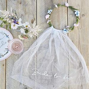 Ginger Ray 'Bride to Be' Hen Party Sluier met Floral Crown Accessoire