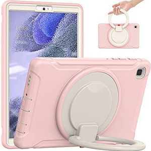 Hoesje compatibel met Samsung Galaxy Tab A7 Lite hoesje, 8,7 inch tablethoes 2021, schokbestendige beschermhoes met 360 graden draaibare standaard handgreep voor SM-T220/T225/T227, roze