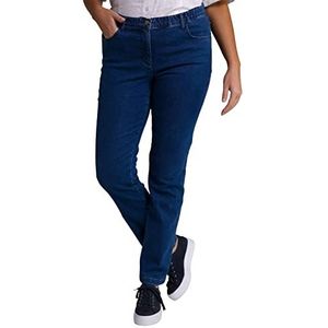 Ulla Popken Dames Jeans Geborduurde jeans, blauw denim, 44 stor tall