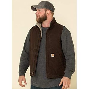 Carhartt Heren gevoerd vest met opstaande kraag Work Utility bovenkleding, donkerbruin, XXL
