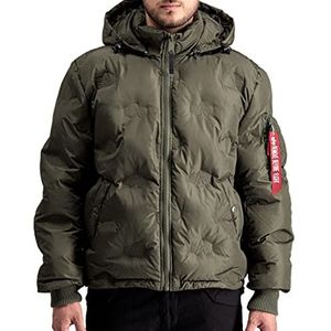 ALPHA INDUSTRIES Puffer jas met capuchon voor heren, 142, donker olijfgroen, XL